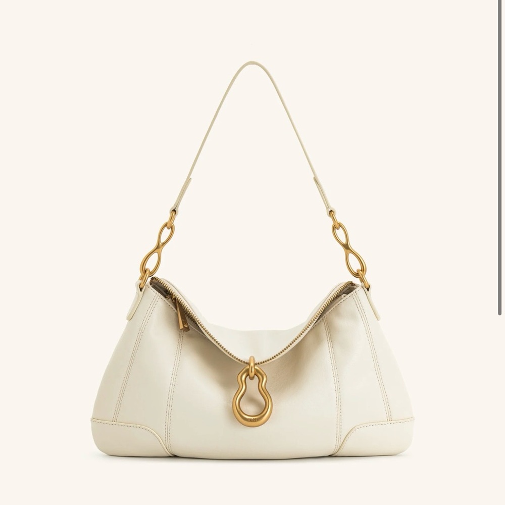 JW PEI Cream Shoulder Bag with Gold Details